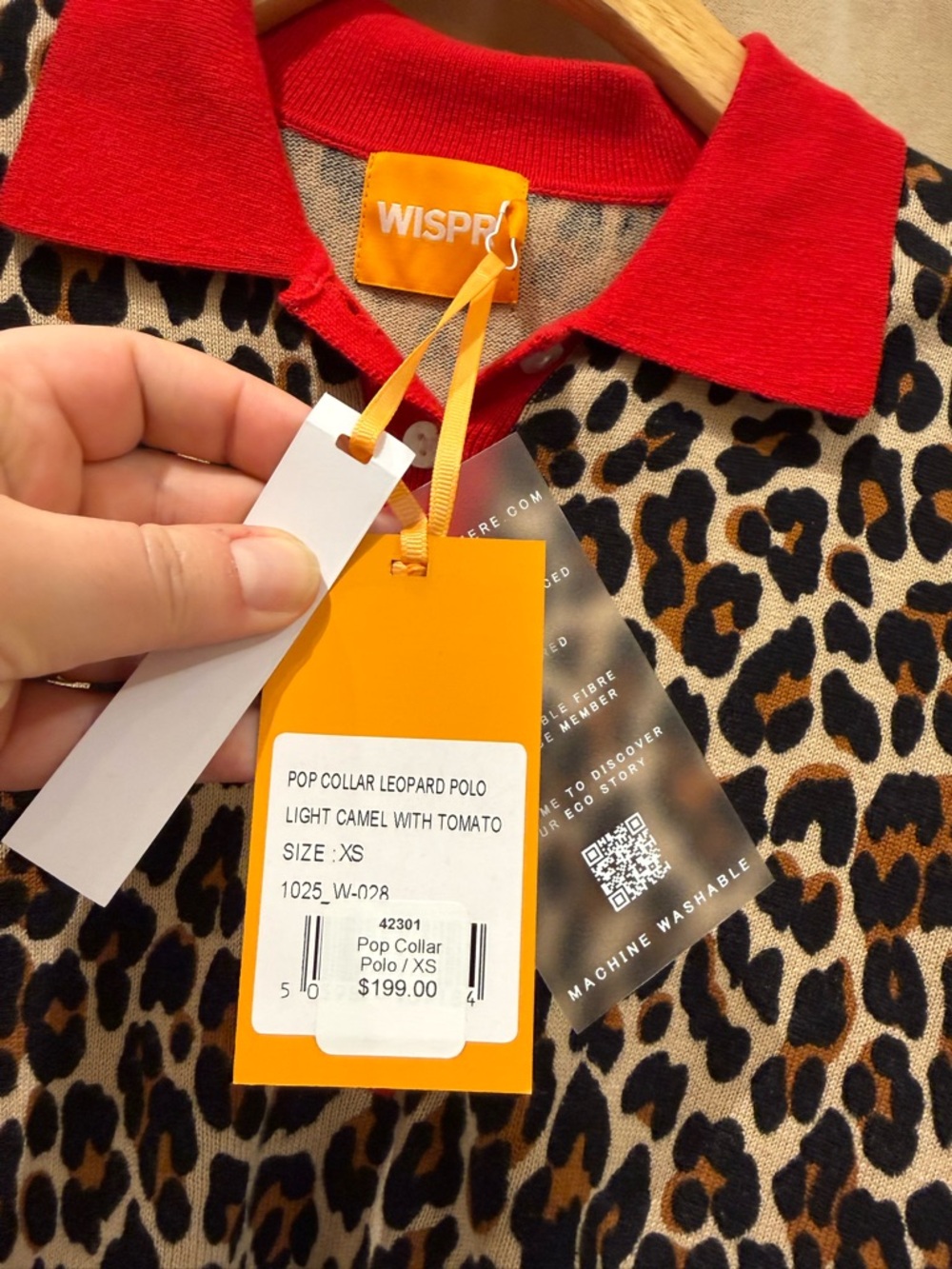 Leopard Print Polo Sweater with Red Trim - Picture 9 of 11